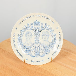 21 cm 29.Juli 1981 Hochzeitsteller || Hergestellt in England 81 || MAURER || Patent Eisenstein || Keramik || Vintage Porzellan || Blau