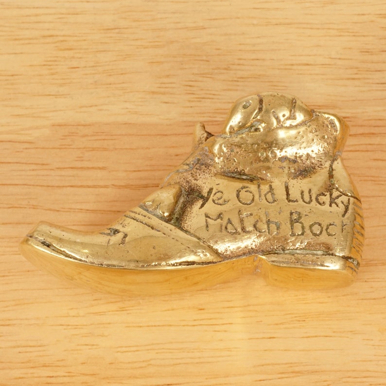 Lucky Shoe Boot Ashtray Vintage Solid Brass Etsy