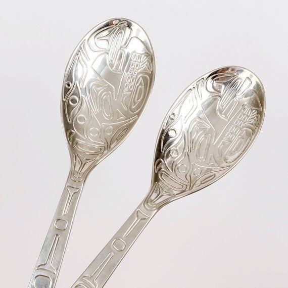 Vintage Style Native Essence Silver Plated Servers Spoon Set || 2