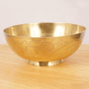 19 Bowl / Dish  || vintage solid brass || Made in China || Dragon Bowl