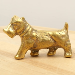 Dog Sculpture ||  Terrier || Vintage Statue || Metal Alloy Figurine || Miniature Statuette || Brass puppy / gift for dog lovers
