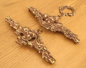 Set of two Towel holder / rail / wall plaque / Towel hanger || Vintage Solid Brass ||