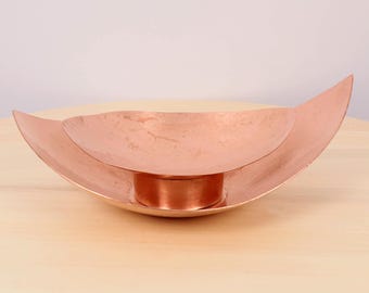 2 Bowl Set – Handcrafted Hammered Dishes, Mid Century Modern Decorative Bowls, Catchall Trinket Dish Duo - Vintage Copper