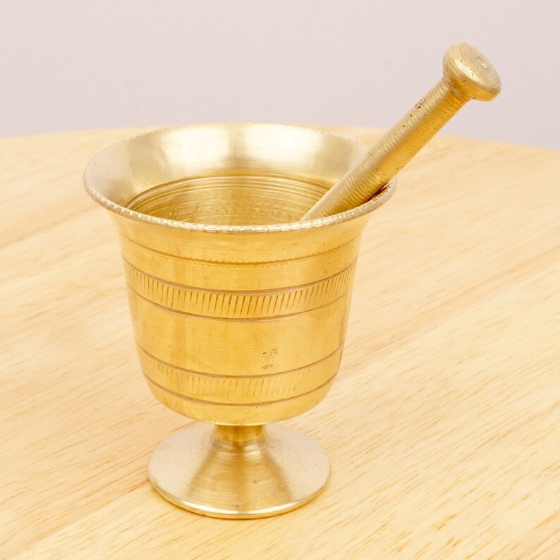Small Mortar and Pestle Vintage Solid Brass Simple Etsy
