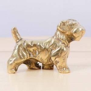 Dog figurine / statuette / sculpture || Scottish Terrier || Vintage solid brass pet || miniature