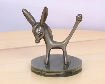 Seba product Ring holder / jeweller plate / tray || Donkey figurine || Floral design || Vintage silver plated