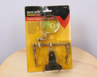 Third Hand Magnifying Glass Black Spur Tools || Vintage solid metal and glass