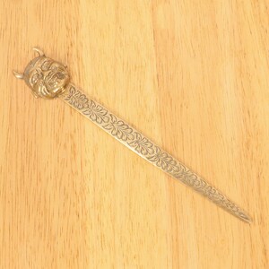 Envelope knife / paper knife / letter opener || solid brass || Devil head as a handle
