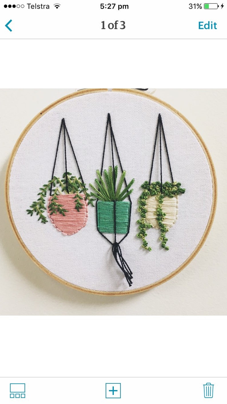 Hanging plants in pots embroidery wall garden pastel plant Etsy