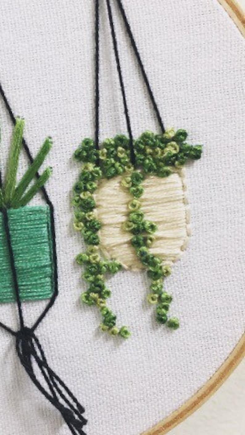 Hanging plants in pots embroidery wall garden pastel plant Etsy