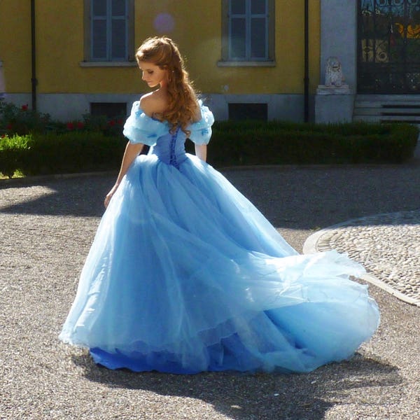 Robe de bal bleu Cendrillon - Costume d'Halloween - Robe de princesse cosplay