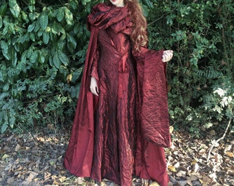 Melisandre Kostüm - Roter Umhang - Cosplay Zauberin Mittelalter Kleid