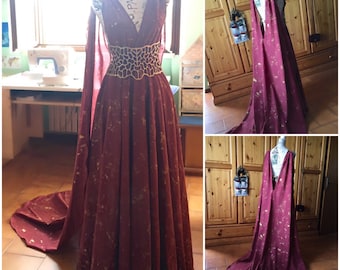 Game of Thrones Burgundy Fantasy Kleid - Mittelalter Kleid Cosplay