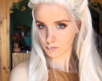 Daenerys Wig - White Blonde Braided Curly WIg - Princess Cosplay