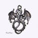 2 x charms silver metal large dragon