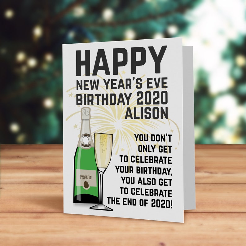 New Year's Eve Birthday card 2020 Birthday card funny | Etsy