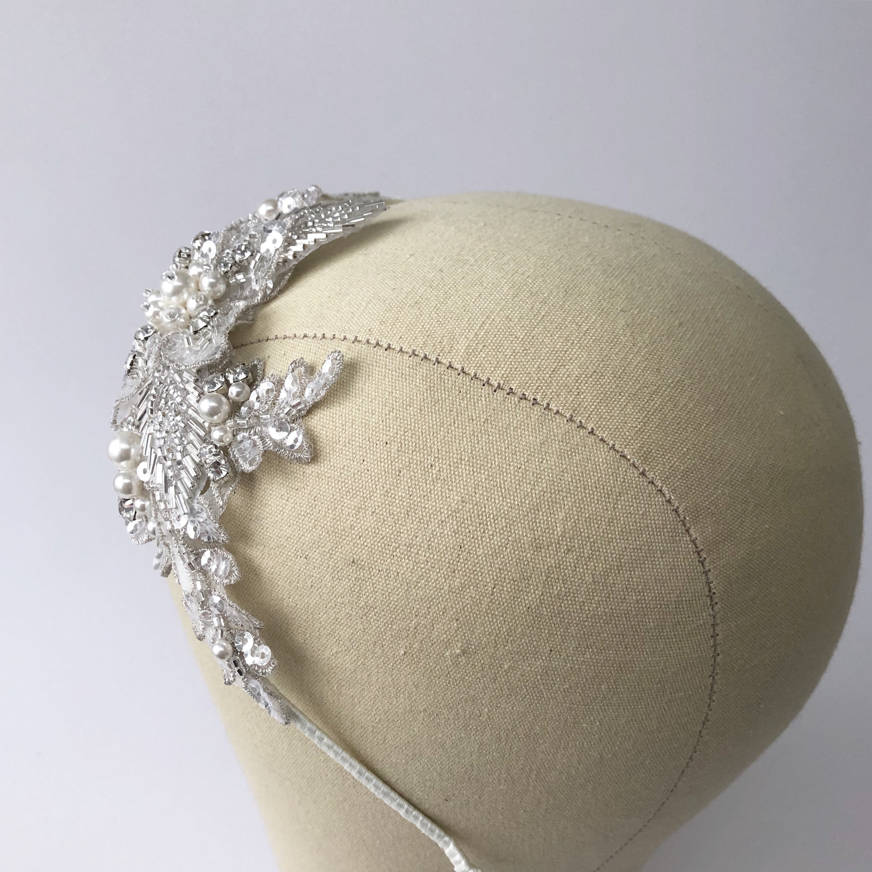 Bridal Headpiece Pearl Freya Vintage Style Ivory | Etsy