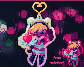 Rainbow holo Magical Girl Heather acrylic charms
