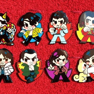 Yakuza enamel pins: Kiryu, Majima, Nishiki, Haruka & Saejima
