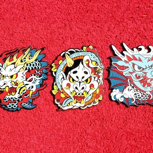 Yakuza tattoo enamel pins: Kiryu, Majima & Ichiban