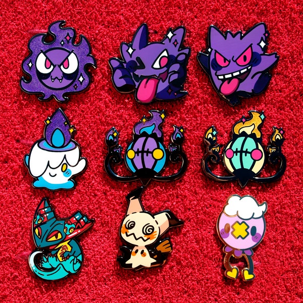 Pokemon ghost and dark enamel pins set I