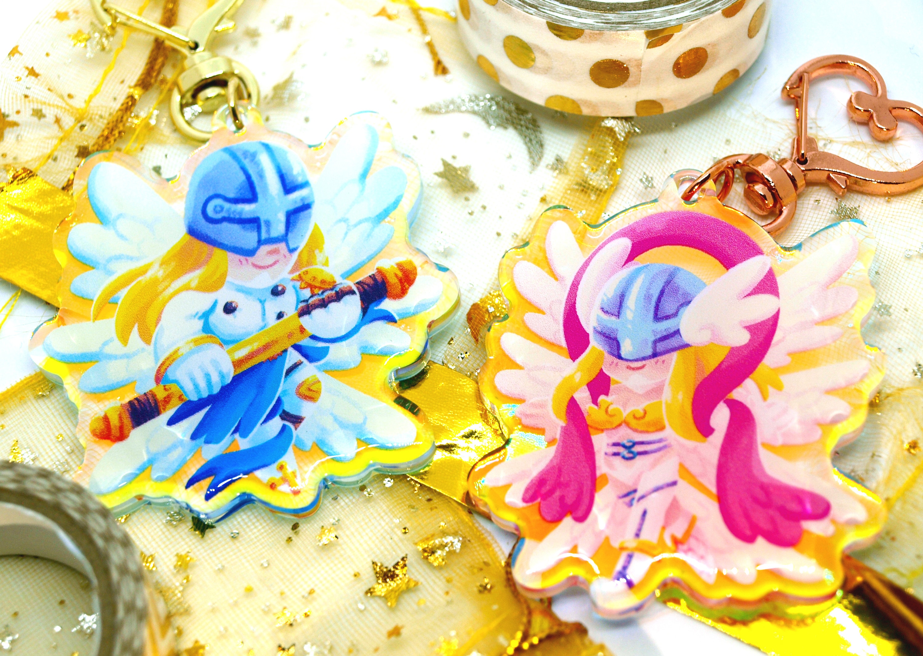 Angewomon & Angemon Regenbogen-Acrylanhänger