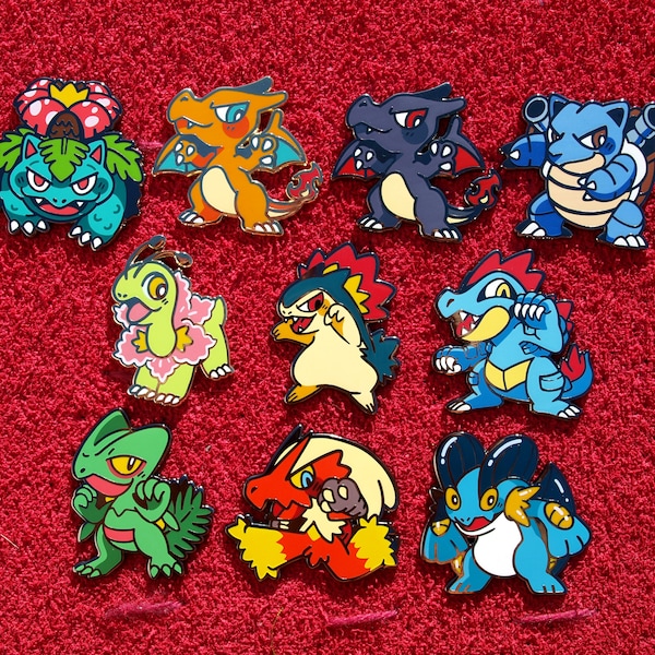 Pokemon starters enamel pins set I