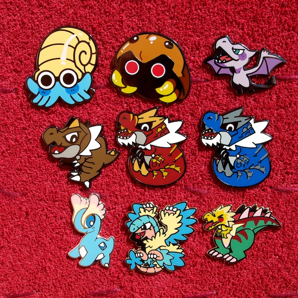 Pokemon fossils enamel pins set