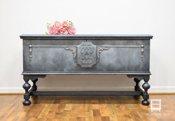 Sold Gray Cedar Chest Storage Chest Toy Chest Storage Etsy