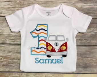 Boys Birthday T-Shirt, Boys Birthday Shirt, Bus Birthday T-Shirt, First Birthday Outfit, Boys First Birthday T-Shirt