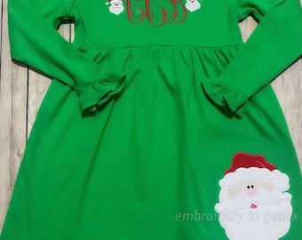 Girl's Santa Dress, Monogrammed Girl's Christmas Dress, Girls Christmas Outfit, Girls Christmas Dress, Toddler Girls Christmas Outf