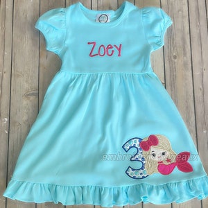Personalized Mermaid Birthday Dress, Mermaid Birthday Dress, Girls Mermaid Birthday Outfit, Mermaid Birthday Outfit, Girls Birthday