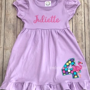 Flamingo Birthday Dress, Flamingo Dress, Girls Flamingo Dress, Flamingo Birthday Outfit, Personalized Summer Dress, Flamingo Party Dress