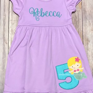 Personalized Mermaid Birthday Dress, Girls Summer Dress, Mermaid Outfit, Girls Spring Dress, Girls Spring Outfit, Mermaid Birthday Dress