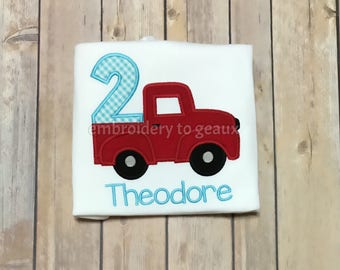 Birthday Shirt Boys, Red Truck Second Birthday T-Shirt, Boys Birthday Shirt, Truck Birthday Shirt, First Birthday T-shirt, Boys 2nd Birthday