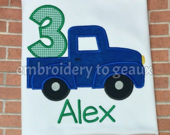 Blue Truck First Birthday T-Shirt or Bodysuit-Boys Birthday Shirt-Truck Birthday Shirt