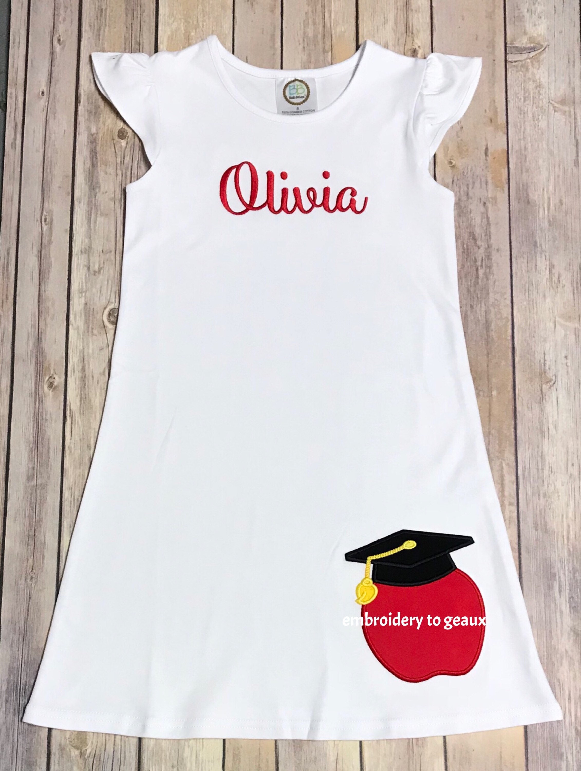 Girls Graduation Dress, Monogrammed Graduation Dress, Graduation
