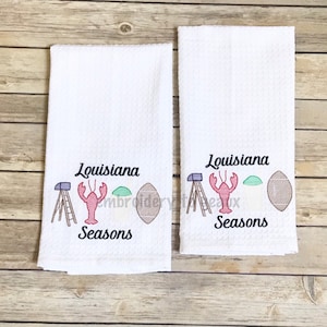 Louisiana Seasons Kitchen Towels, Louisiana Wedding Gifts, NOLA Housewarming Gifts, New Orleans Wedding Gifts, New Orleans Kitchen Towels
