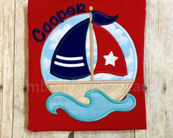 Personalized Sailboat Child's T-Shirt, Personalized Summer Shirt, Summer T-Shirts, Sailboat Shirt, Boy's Clothing, Toddler Boys Shirts