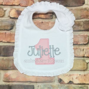 First Birthday Bib, Baby Girl First Birthday Bib, Baby Bib, Monogrammed Birthday Bib, Baby Girl First Birthday Bib, Cake Smash Bib