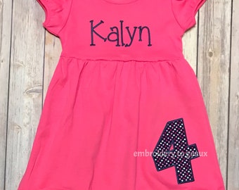 Girl's Birthday Dress, Fourth Birthday Dress, Girl's Birthday Dress, Girl's Birthday Shirt, Toddler Girl Birthday Dress, Girls Party Dress