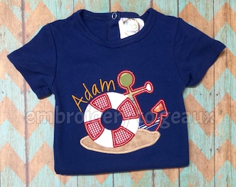 Personalized Life Preserver and Anchor Beach Boys T-Shirt or Bodysuit, Boys Summer Shirt, Beach Shirt for Boys, Toddler Boys Beach Shirt
