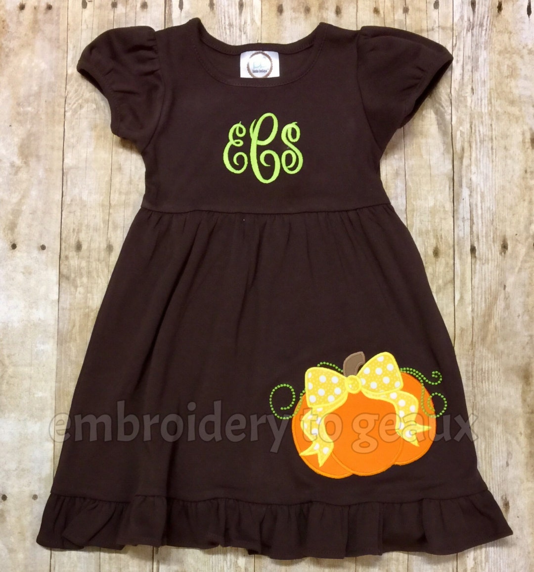 Monogrammed Girl's Ruffle Dress Girls Pumpkin Dress - Etsy