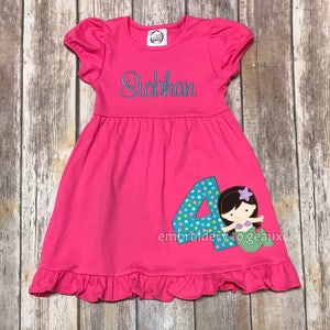 Personalized Mermaid Birthday Dress, Girls Summer Dress, Mermaid Outfit, Girls Spring Dress, Girls Spring Outfit, Mermaid Birthday Dress