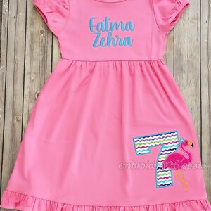 Flamingo Birthday Dress, Flamingo Dress, Girls Flamingo Dress, Flamingo Birthday Outfit, Personalized Summer Dress, Flamingo Party Dress