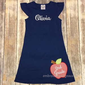Back to School Outfit, Girl's Back to School Dress, First Day of Kindergarten T-Shirt, Back to School T-Shirt, Apple Dress