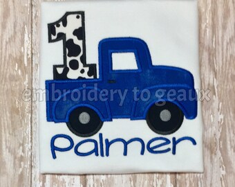 Blue Truck inspired First Birthday T-Shirt or Bodysuit-Boys Birthday Shirt-Truck Birthday Shirt--First Birthday Shirts--Toddler Boys