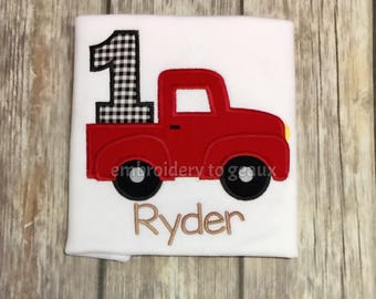 Red Truck First Birthday T-Shirt, Boys Birthday Shirt, Truck Birthday Shirt, First Birthday T-shirt, Boys 1st Birthday