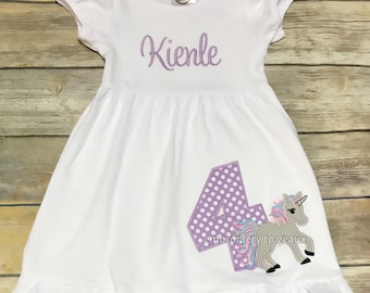 Girls Birthday Dress, Unicorn Birthday Dress, Girls Birthday Outfit, Girls Birthday Shirt, Unicorn Birthday Shirt