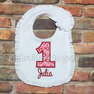 First Birthday Bib, Baby Girl First Birthday Bib, Baby Bib, Monogrammed Birthday Bib, Baby Girl First Birthday Bib, Cake Smash Bib